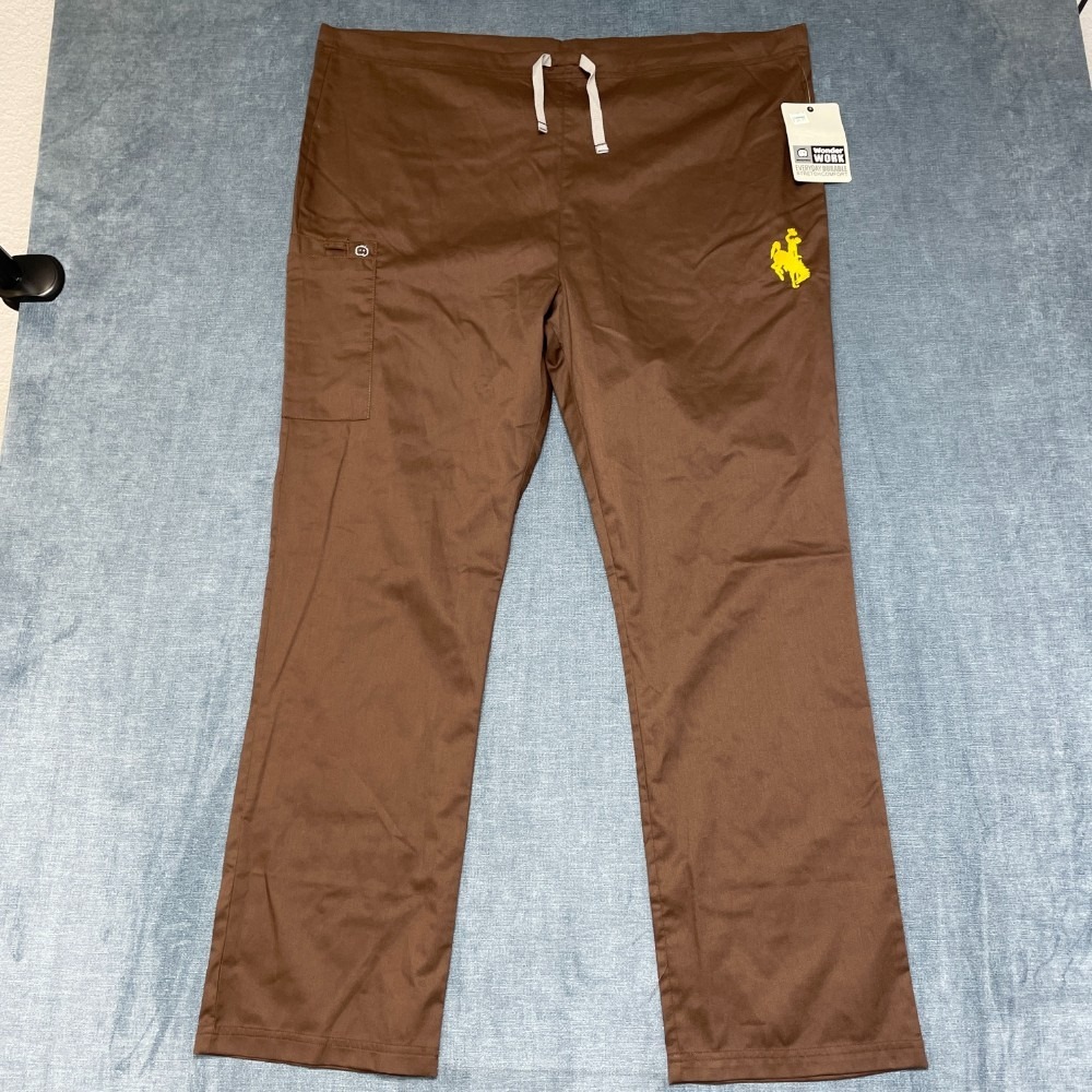 WonderWink University Of Wyoming Scrubs Pants Unisex Adults L Brown Drawstring